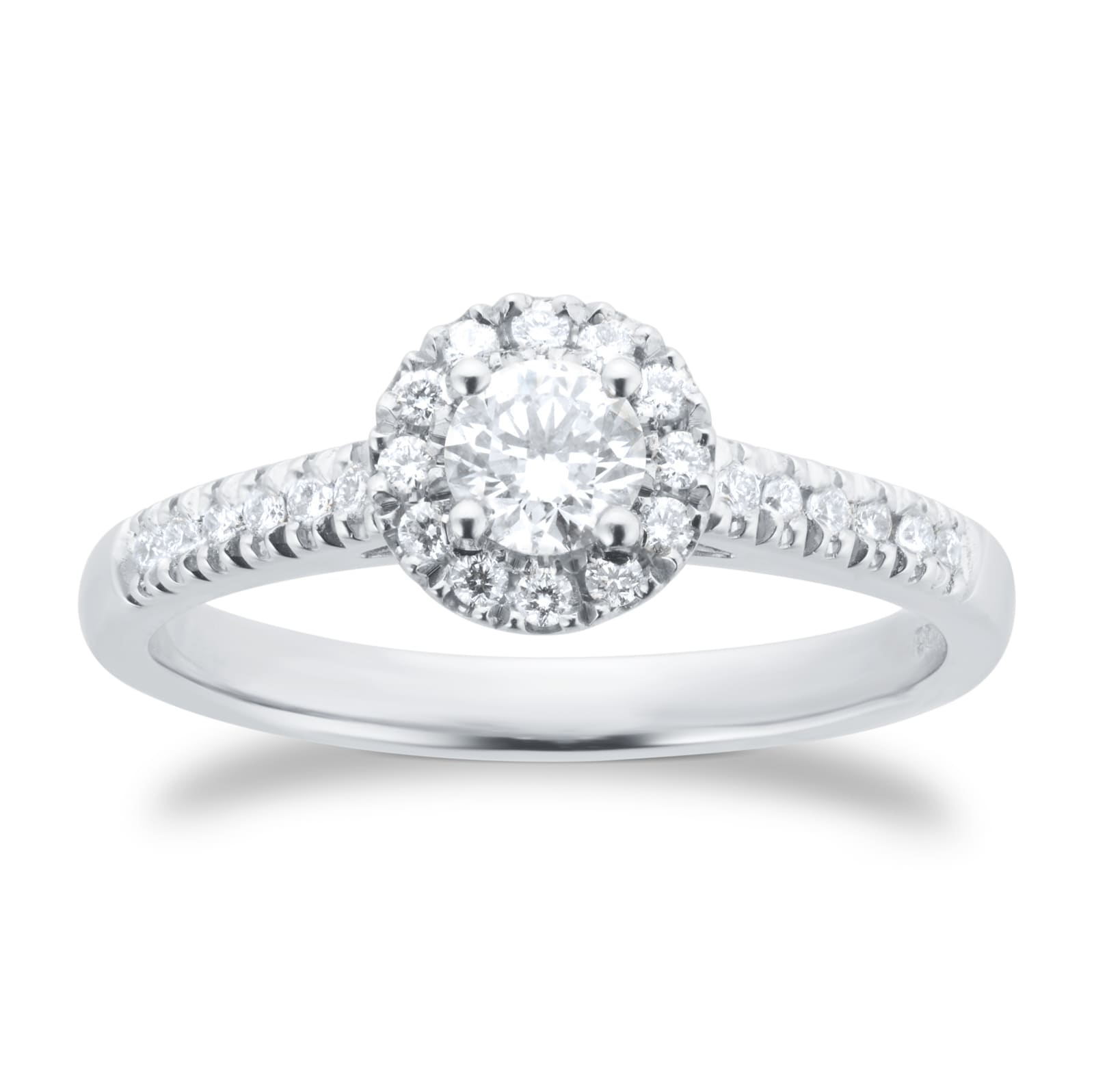 Goldsmiths Platinum 0.50cttw Brilliant Cut Diamond Halo Engagement Ring