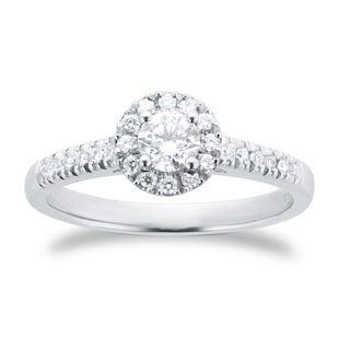 Goldsmiths Platinum 0.50cttw Brilliant Cut Diamond Halo Engagement Ring