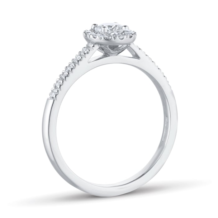 Goldsmiths Platinum 0.50cttw Brilliant Cut Diamond Halo Engagement Ring