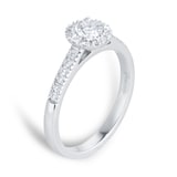 Goldsmiths Platinum 0.50cttw Brilliant Cut Diamond Halo Engagement Ring