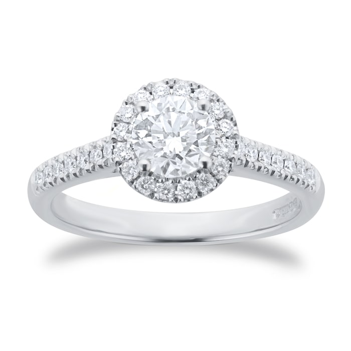 Goldsmiths Platinum 1.00cttw Brilliant Cut Diamond Halo Engagement Ring