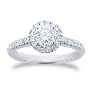 Goldsmiths Platinum 1.00cttw Brilliant Cut Diamond Halo Engagement Ring