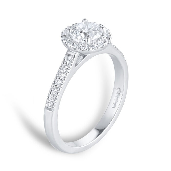 Goldsmiths Platinum 1.00cttw Brilliant Cut Diamond Halo Engagement Ring