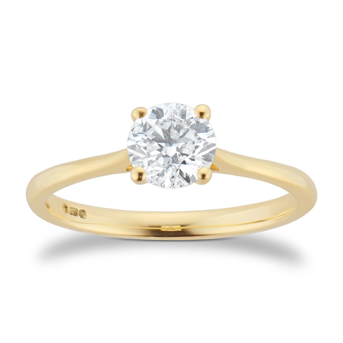 Goldsmiths 18ct Yellow Gold 0.80cttw Brilliant Cut Diamond Solitaire Engagement Ring