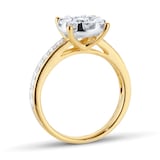 Goldsmiths 18ct Yellow Gold 1.00cttw Diamond Cluster Engagement Ring with Set Shoulders