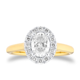 Best Luxury 
18ct Yellow and White Gold 1.00cttw Oval Cut Diamond Halo Engagement Ring