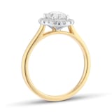 Goldsmiths 18ct Yellow and White Gold 1.00cttw Oval Cut Diamond Halo Engagement Ring