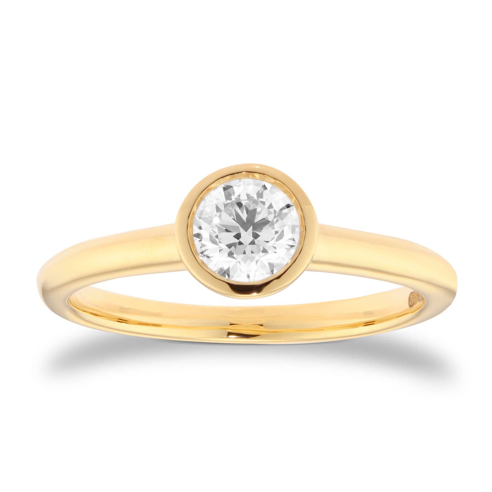 Goldsmiths 18ct Yellow Gold 0.50cttw Round Brilliant Cut Bezel Set Diamond Engagement Ring Goldsmiths 18ct Yellow Gold 0.50cttw Round Brilliant Cut Bezel Set Diamond Engagement Ring