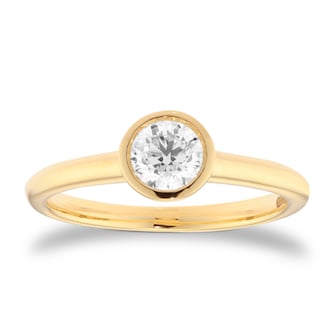 Best Luxury 
18ct Yellow Gold 0.50cttw Round Brilliant Cut Bezel Set Diamond Engagement Ring