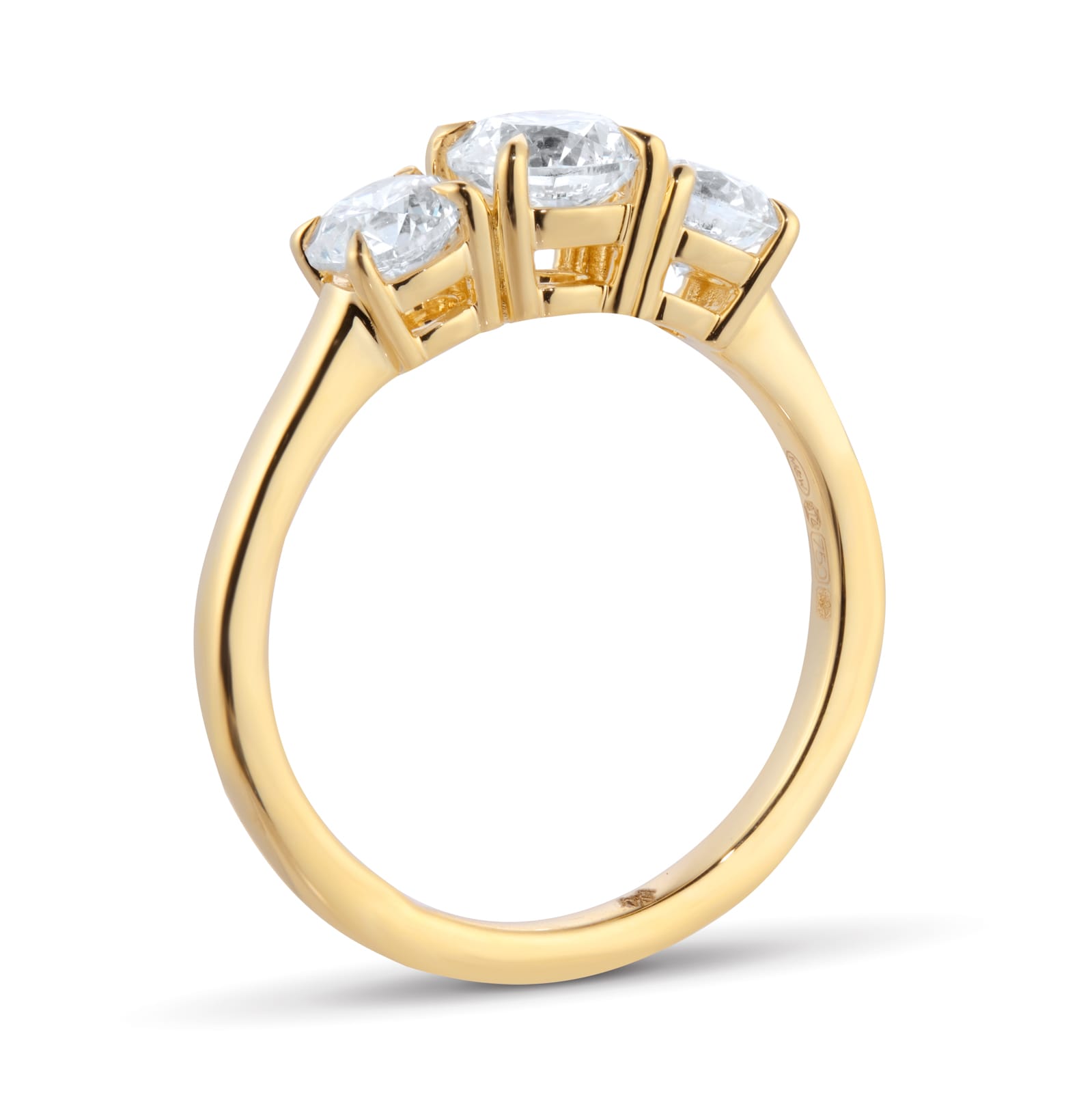 Mappin & Webb 18ct Yellow Gold 1.50cttw Round Brilliant Cut Three Stone Diamond Ring