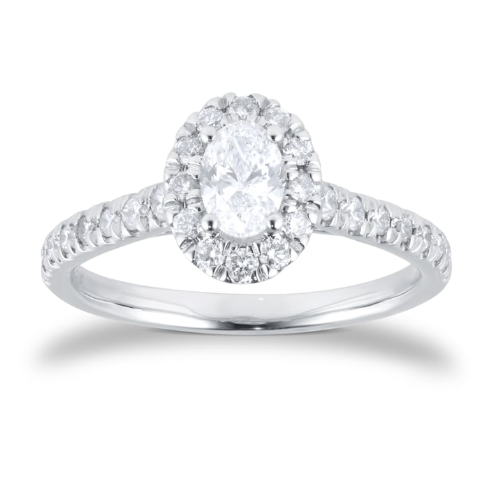 Best Luxury 
Platinum 0.80cttw Oval Diamond Halo Engagement Ring