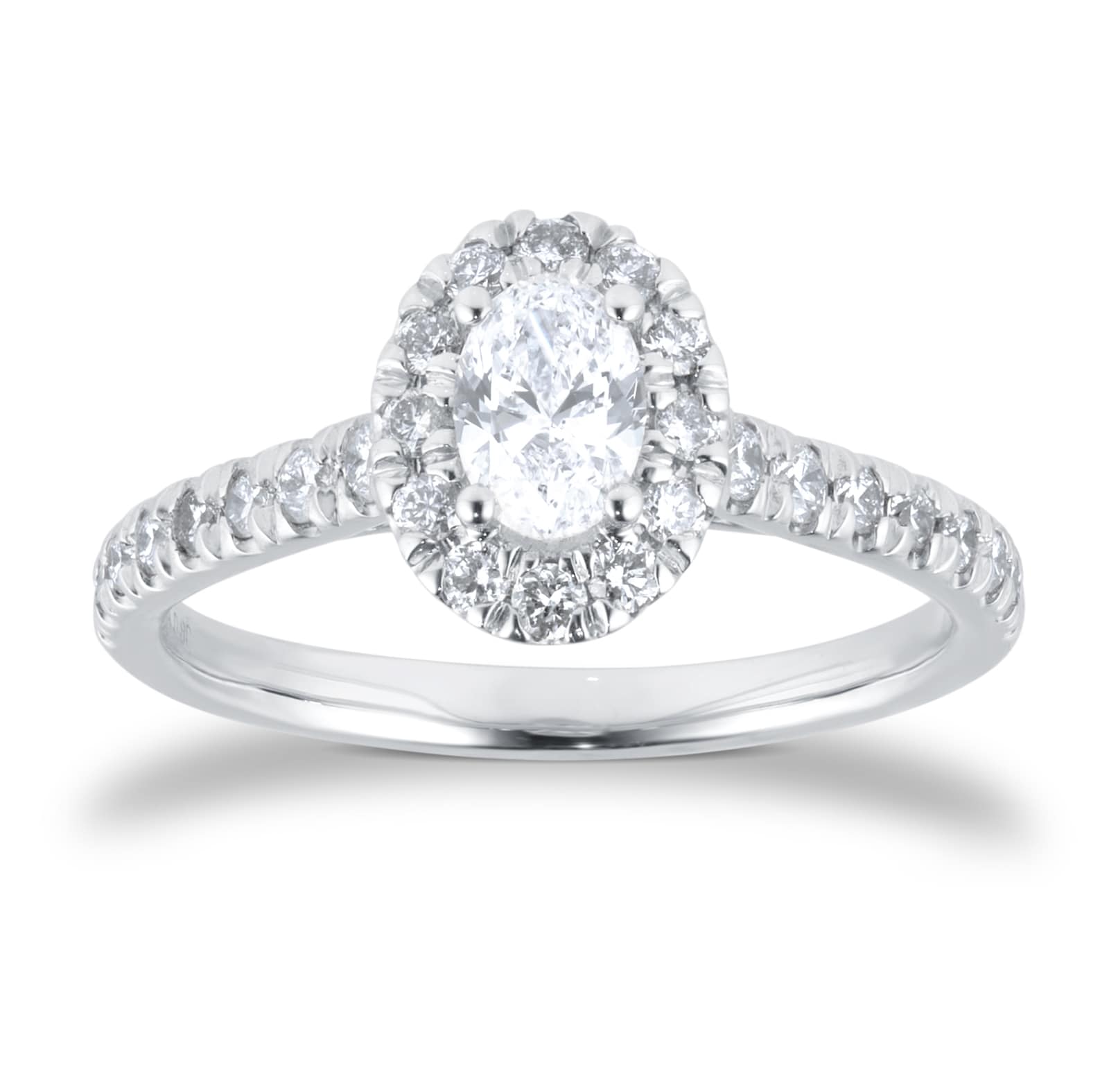 Goldsmiths Platinum 0.80cttw Oval Diamond Halo Engagement Ring