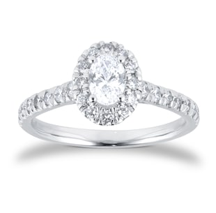 Goldsmiths Platinum 0.80cttw Oval Diamond Halo Engagement Ring