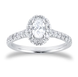 06019654 - Platinum 0.80cttw Oval Diamond Halo Engagement Ring