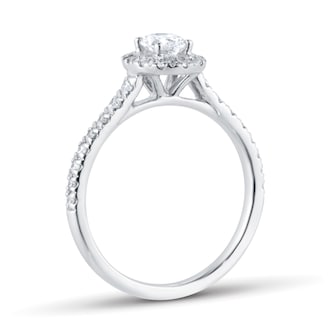Goldsmiths Platinum 0.80cttw Oval Diamond Halo Engagement Ring