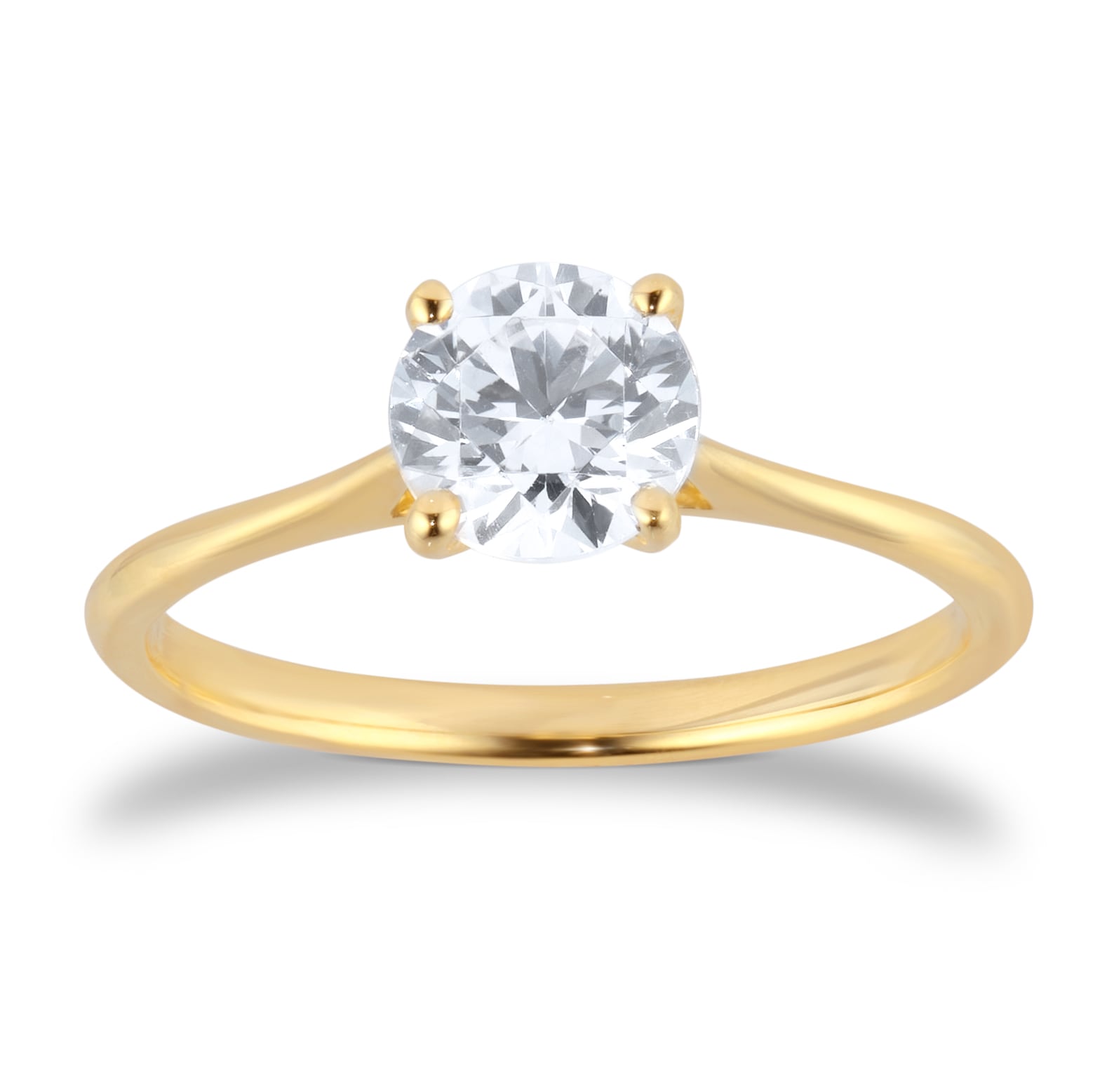 Goldsmiths 18ct Yellow Gold 1.00cttw Brilliant Cut Diamond Solitaire Engagement Ring