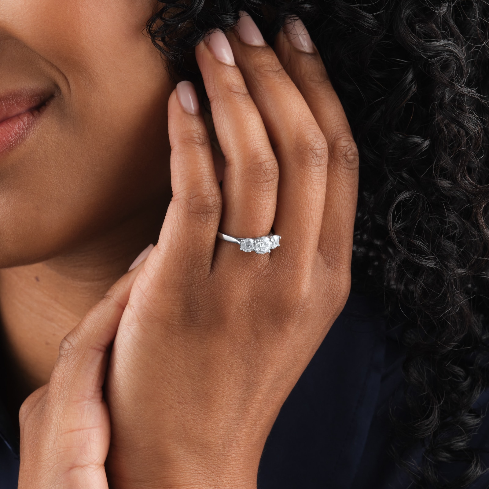 Mappin & Webb Platinum 1.50cttw Round Brilliant Cut Three Stone Diamond Ring