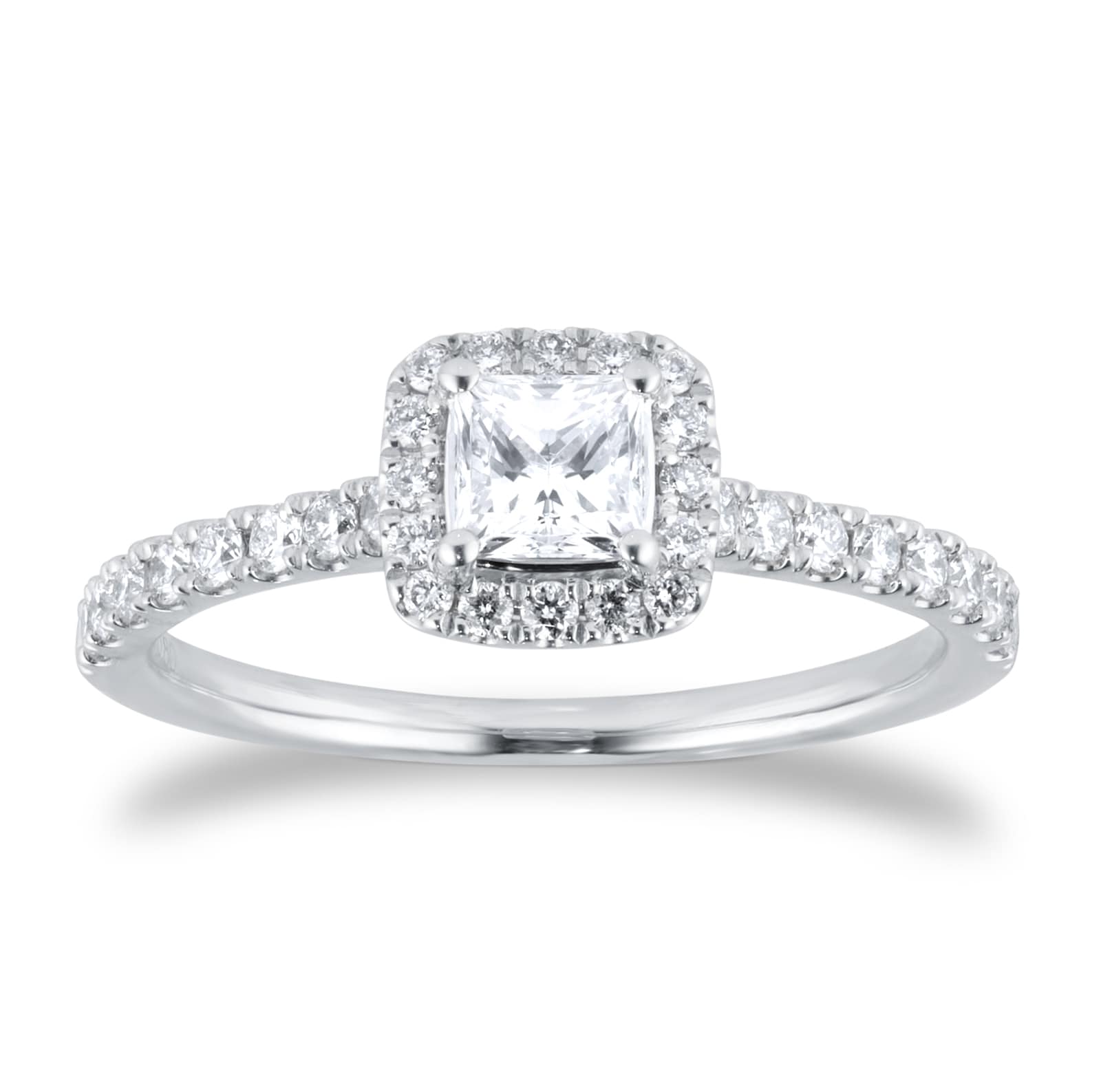 Goldsmiths Platinum 0.80cttw Princess Cut Diamond Halo Engagement Ring Goldsmiths Platinum 0.80cttw Princess Cut Diamond Halo Engagement Ring