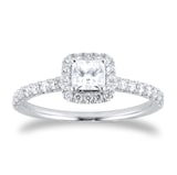 Best Luxury 
Platinum 0.80cttw Princess Cut Diamond Halo Engagement Ring