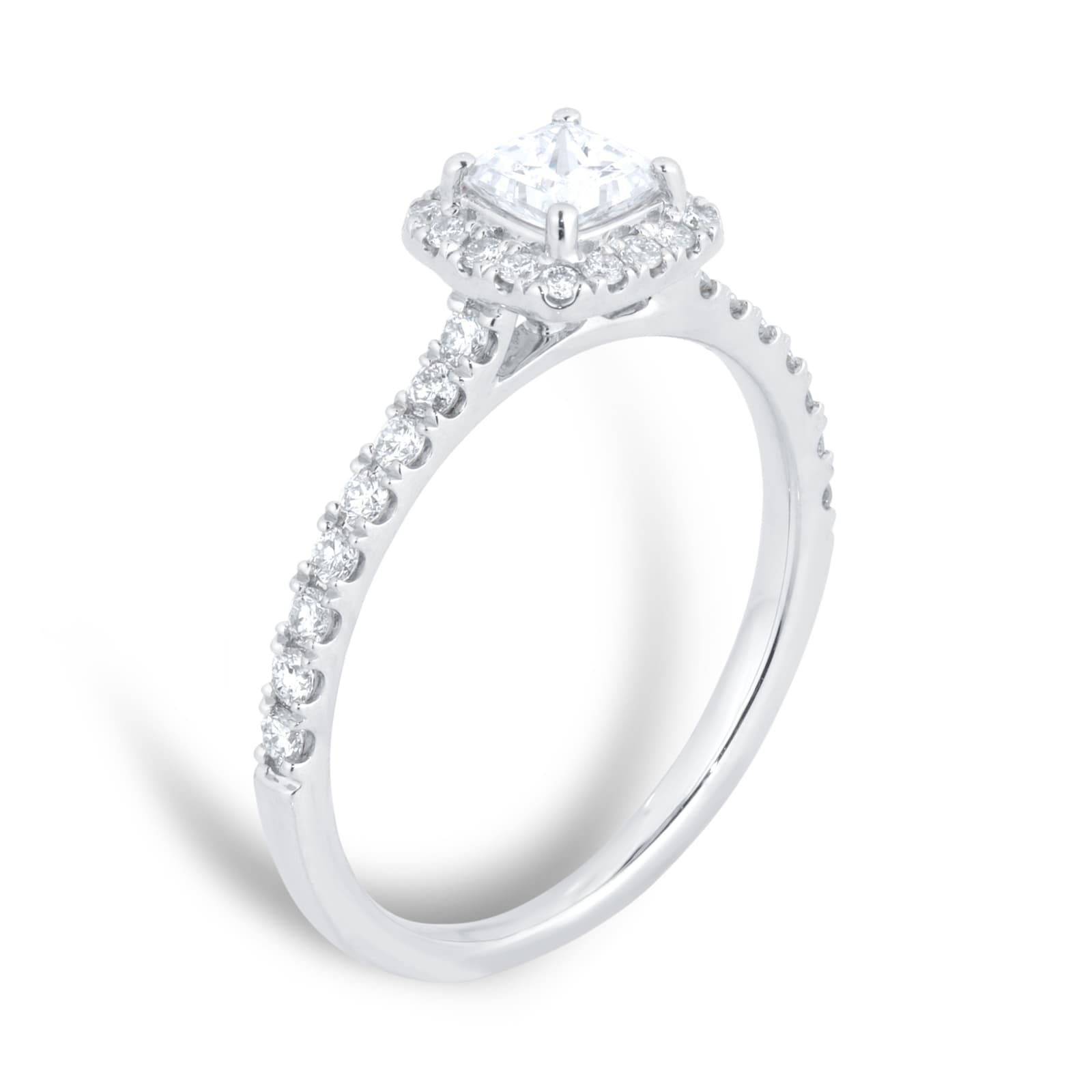 Goldsmiths Platinum 0.80cttw Princess Cut Diamond Halo Engagement Ring Goldsmiths Platinum 0.80cttw Princess Cut Diamond Halo Engagement Ring