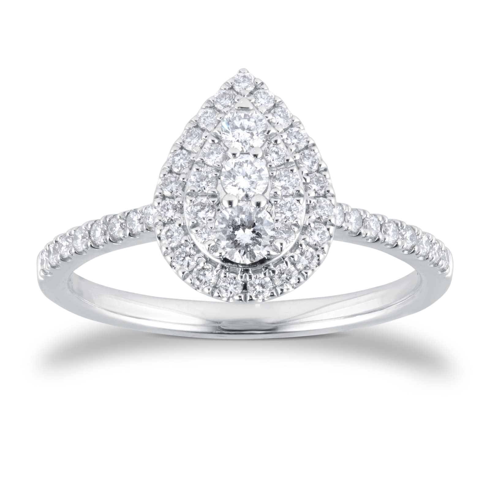 Goldsmiths Platinum 0.50cttw Pear Shape Cluster Engagement Ring