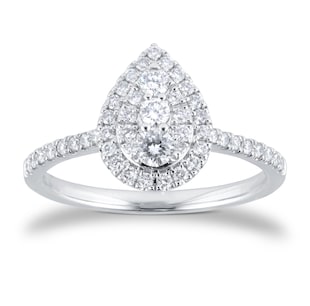 Goldsmiths Platinum 0.50cttw Pear Shape Cluster Engagement Ring