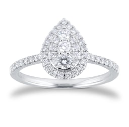 06019662 - Platinum 0.50cttw Pear Shape Cluster Engagement Ring