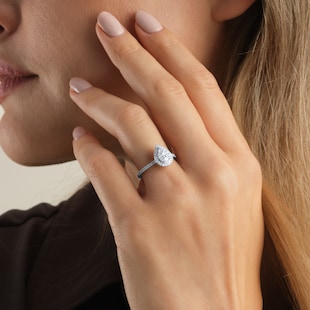 Goldsmiths Platinum 0.50cttw Pear Shape Cluster Engagement Ring
