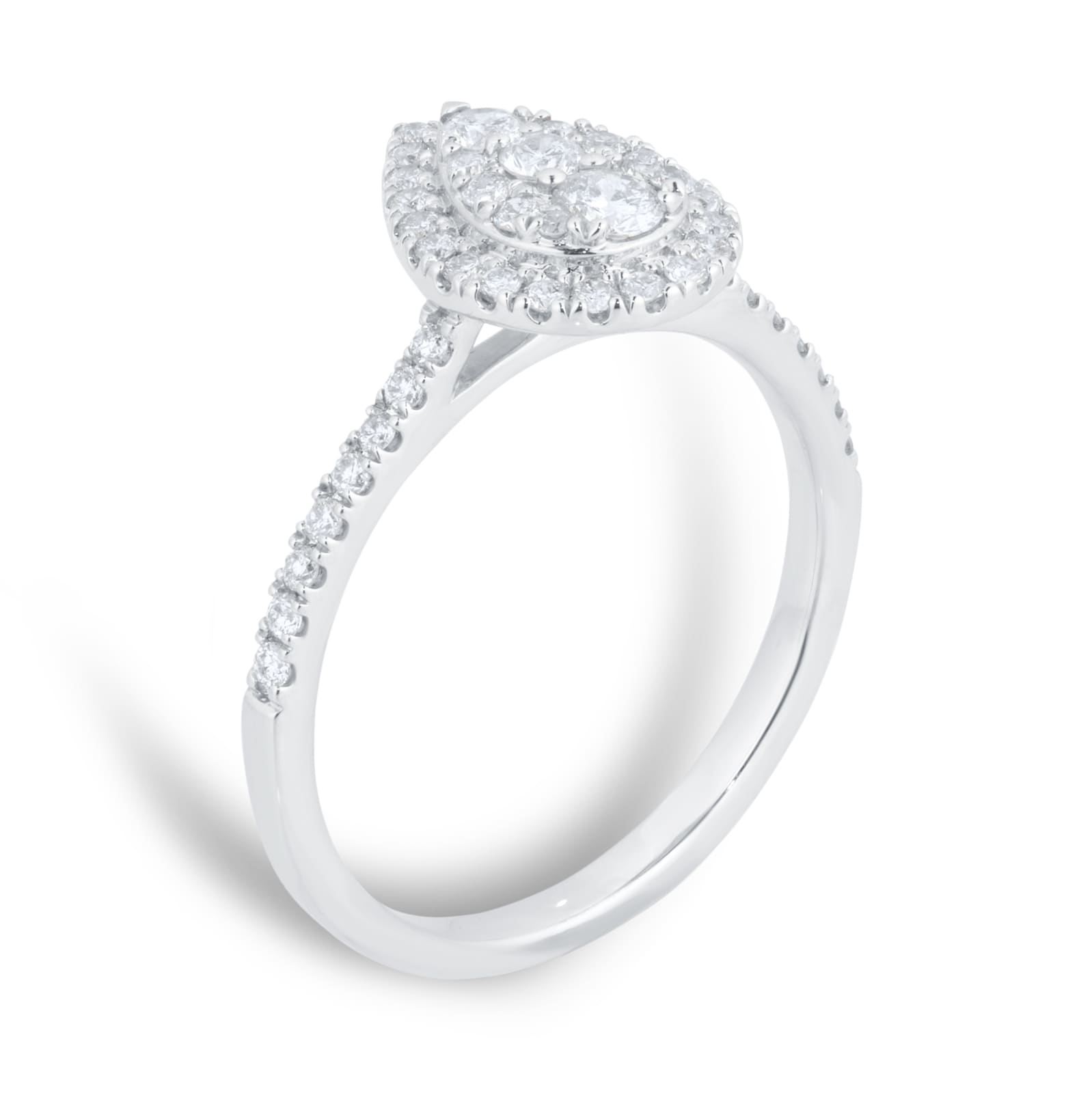Goldsmiths Platinum 0.50cttw Pear Shape Cluster Engagement Ring