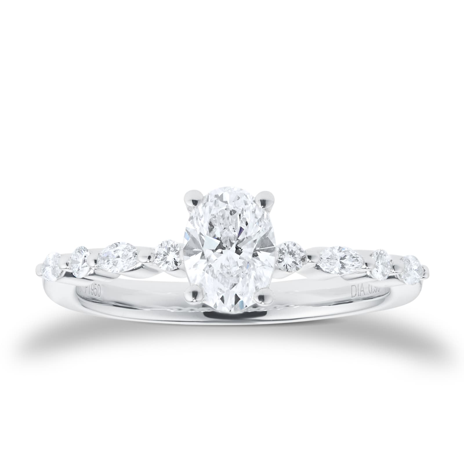 Best Luxury 
Platinum 0.90cttw Diamond Set Shoulder and Oval Cut Solitaire Engagement Ring