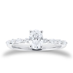06019730 - Platinum 0.90cttw Diamond Set Shoulder and Oval Cut Solitaire Engagement Ring