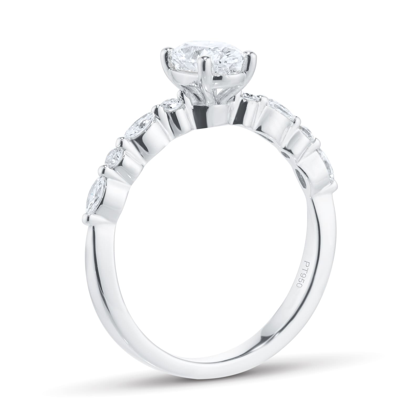Best Luxury 
Platinum 0.90cttw Diamond Set Shoulder and Oval Cut Solitaire Engagement Ring