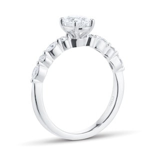 Best Luxury 
Platinum 0.90cttw Diamond Set Shoulder and Oval Cut Solitaire Engagement Ring