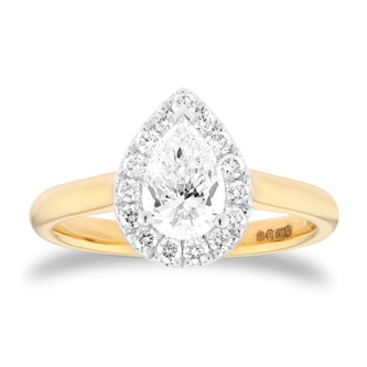 Best Luxury 
18ct Yellow and White Gold 1.00cttw Pear Cut Diamond Halo Engagement Ring