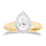 Goldsmiths 18ct Yellow and White Gold 1.00cttw Pear Cut Diamond Halo Engagement Ring