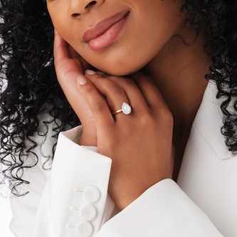 Best Luxury 
18ct Yellow and White Gold 1.00cttw Pear Cut Diamond Halo Engagement Ring