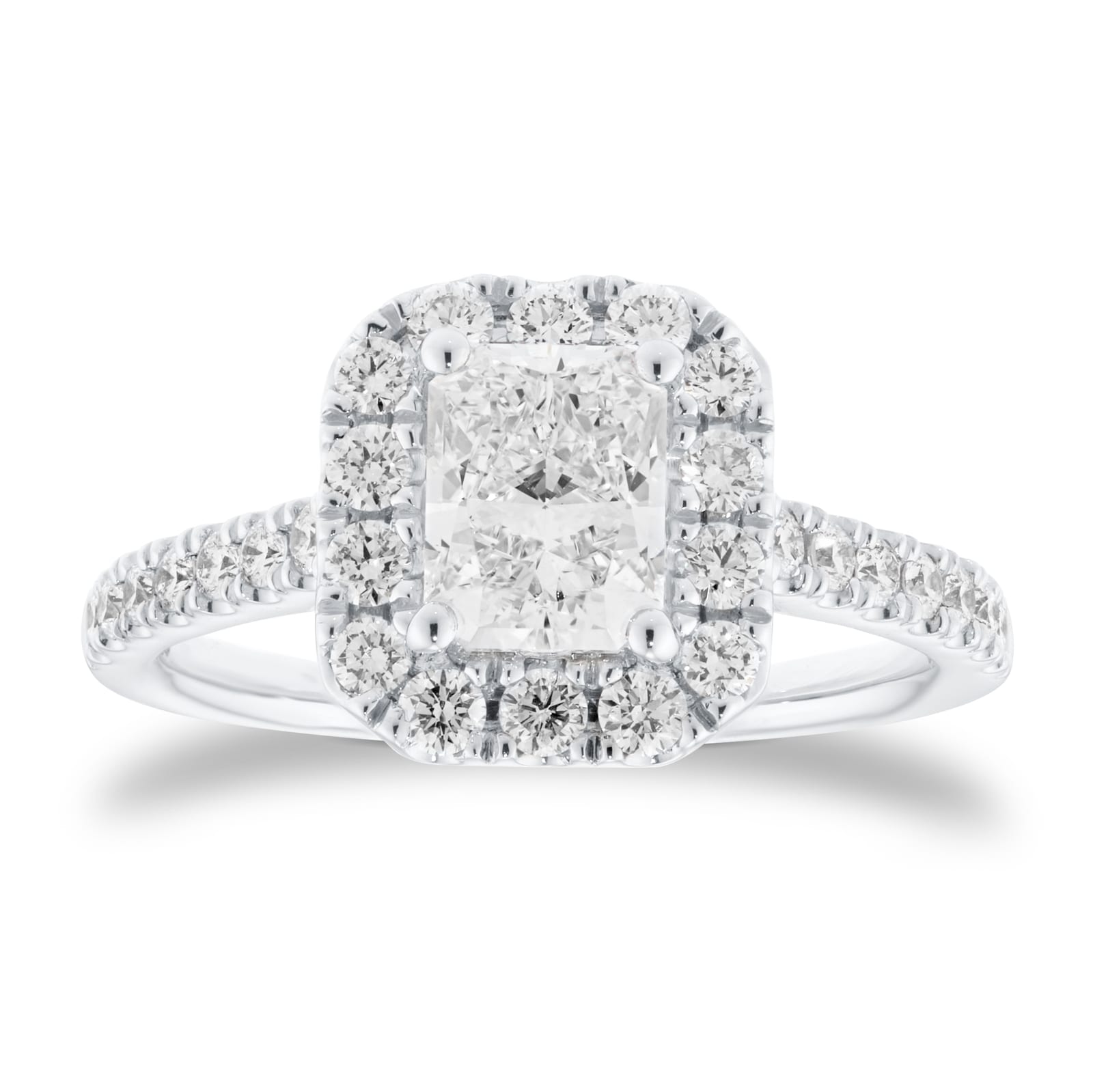 Goldsmiths Platinum 1.50cttw Radiant Cut Halo Diamond Engagement Ring Goldsmiths Platinum 1.50cttw Radiant Cut Halo Diamond Engagement Ring