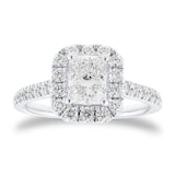 Goldsmiths Platinum 1.50cttw Radiant Cut Halo Diamond Engagement Ring