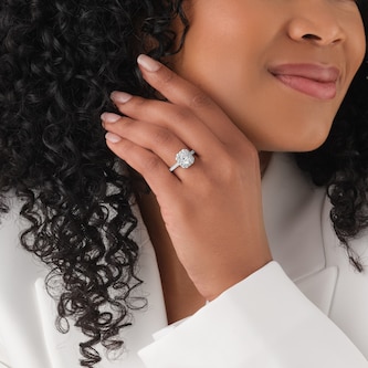 Goldsmiths Platinum 1.50cttw Radiant Cut Halo Diamond Engagement Ring