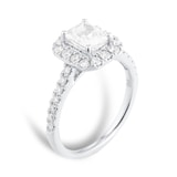 Goldsmiths Platinum 1.50cttw Radiant Cut Halo Diamond Engagement Ring