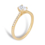 Goldsmiths 18ct Yellow Gold 0.60cttw Diamond Set Shoulder Oval Cut Solitaire Engagement Ring