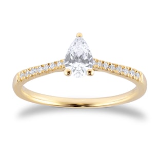 Best Luxury 
18ct Yellow Gold 0.60cttw Diamond Set Shoulder Pear Cut Solitaire Engagement Ring