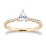 Goldsmiths 18ct Yellow Gold 0.60cttw Diamond Set Shoulder Pear Cut Solitaire Engagement Ring