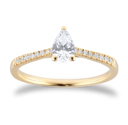 06019741 - 18ct Yellow Gold 0.60cttw Diamond Set Shoulder Pear Cut Solitaire Engagement Ring