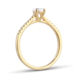Goldsmiths 18ct Yellow Gold 0.60cttw Diamond Set Shoulder Pear Cut Solitaire Engagement Ring