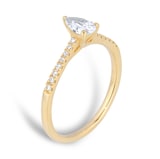 Goldsmiths 18ct Yellow Gold 0.60cttw Diamond Set Shoulder Pear Cut Solitaire Engagement Ring