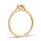 Goldsmiths 18ct Yellow Gold 0.53cttw Diamond Set Shoulder and Bezel Set Oval Cut Solitaire Engagement Ring