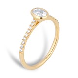 Goldsmiths 18ct Yellow Gold 0.53cttw Diamond Set Shoulder and Bezel Set Oval Cut Solitaire Engagement Ring