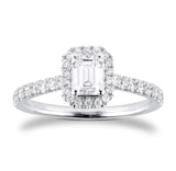 Goldsmiths Platinum 1.00cttw Emerald Cut Diamond Halo Engagement Ring