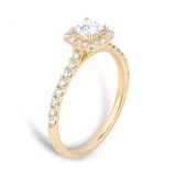 Goldsmiths 18ct Yellow Gold 0.80cttw Princess Cut Diamond Halo Engagement Ring